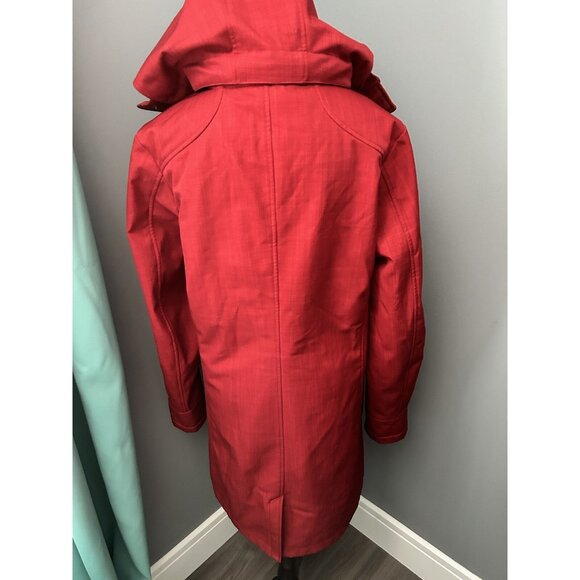 women’s L red Cloudveil coat hooded Large light warm jacket trench shell - Picture 7 of 10